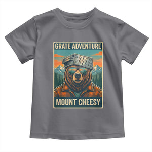 Grate Adventure at Mount Cheesy Vintage Hiking Bear Toddler T Shirt Cheese Grate Pun Parody for Foorball Fans TS02 Charcoal Print Your Wear