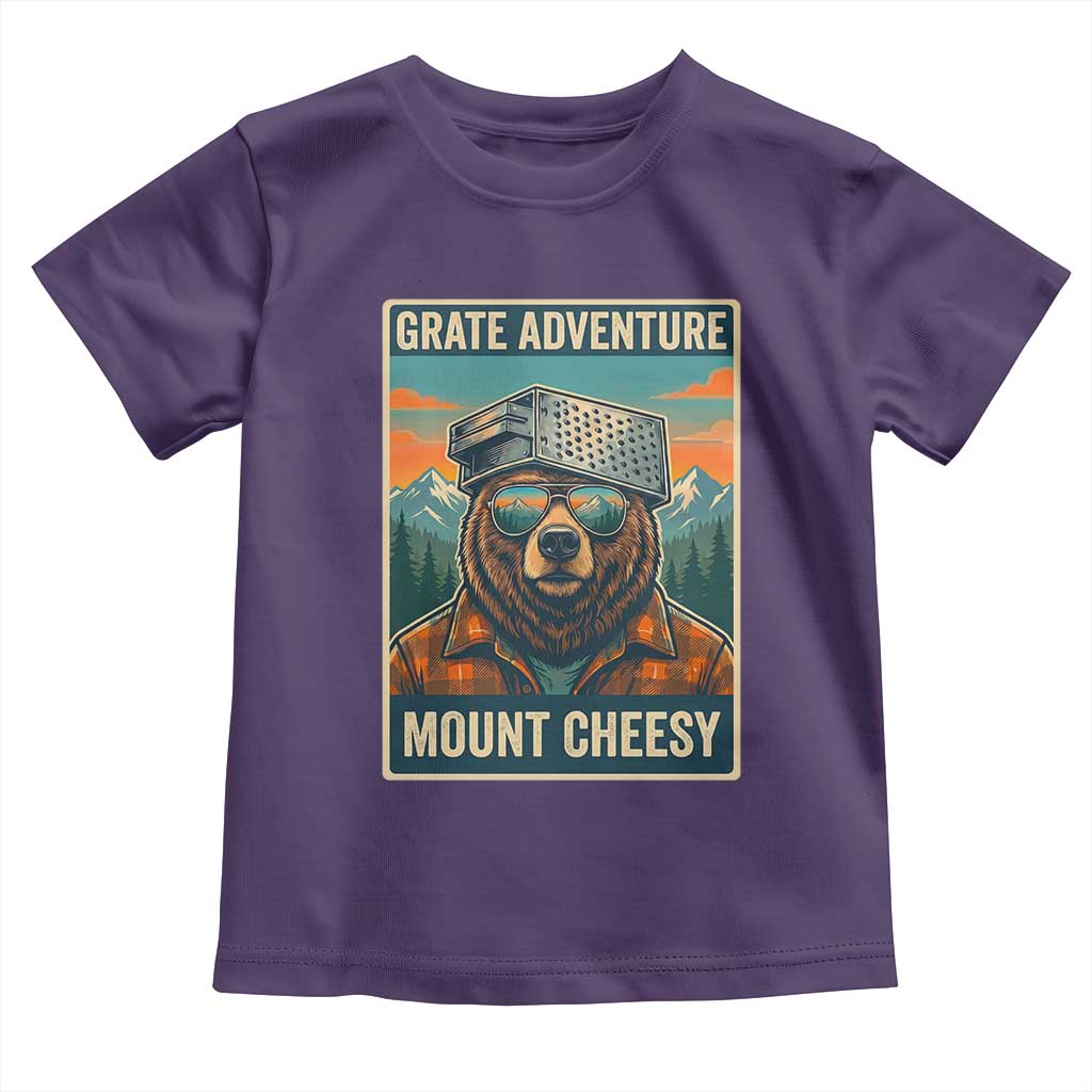 Grate Adventure at Mount Cheesy Vintage Hiking Bear Toddler T Shirt Cheese Grate Pun Parody for Foorball Fans TS02 Purple Print Your Wear
