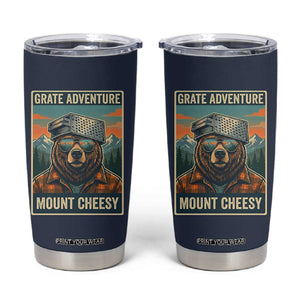 Grate Adventure at Mount Cheesy Vintage Hiking Bear Tumbler Cup Cheese Grate Pun Parody for Foorball Fans TS02 Navy Print Your Wear