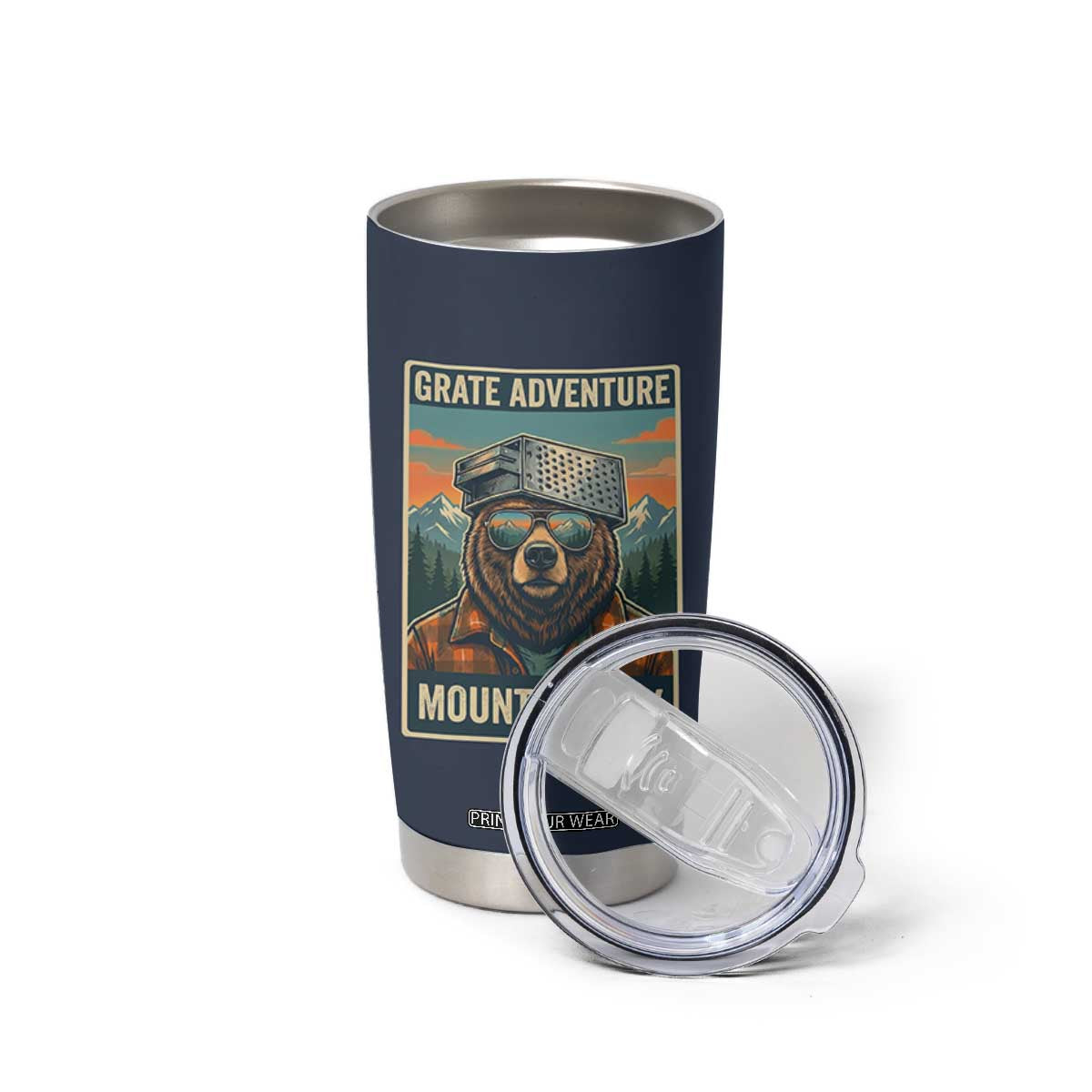 Grate Adventure at Mount Cheesy Vintage Hiking Bear Tumbler Cup Cheese Grate Pun Parody for Foorball Fans TS02 Print Your Wear