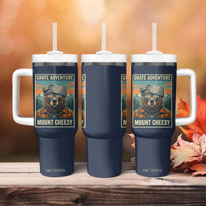 Grate Adventure at Mount Cheesy Vintage Hiking Bear Tumbler With Handle Cheese Grate Pun Parody for Foorball Fans TS02 Print Your Wear