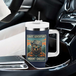 Grate Adventure at Mount Cheesy Vintage Hiking Bear Tumbler With Handle Cheese Grate Pun Parody for Foorball Fans TS02 Print Your Wear