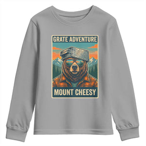 Grate Adventure at Mount Cheesy Vintage Hiking Bear Youth Sweatshirt Cheese Grate Pun Parody for Foorball Fans TS02 Sport Gray Print Your Wear