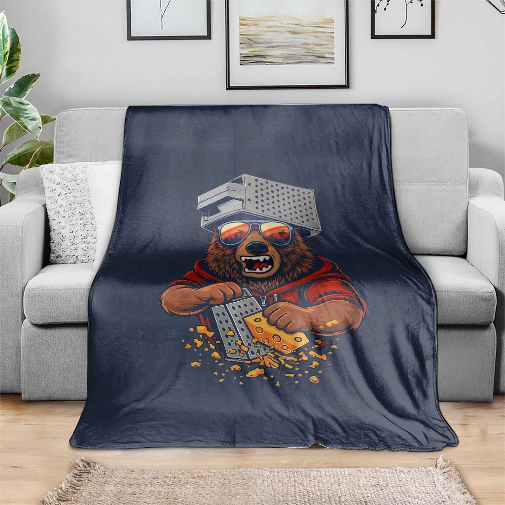 Angry Bear Grating Cheese Throw Blanket Grater Rage Crushing for Fierce Football Fans TS02 Print Your Wear