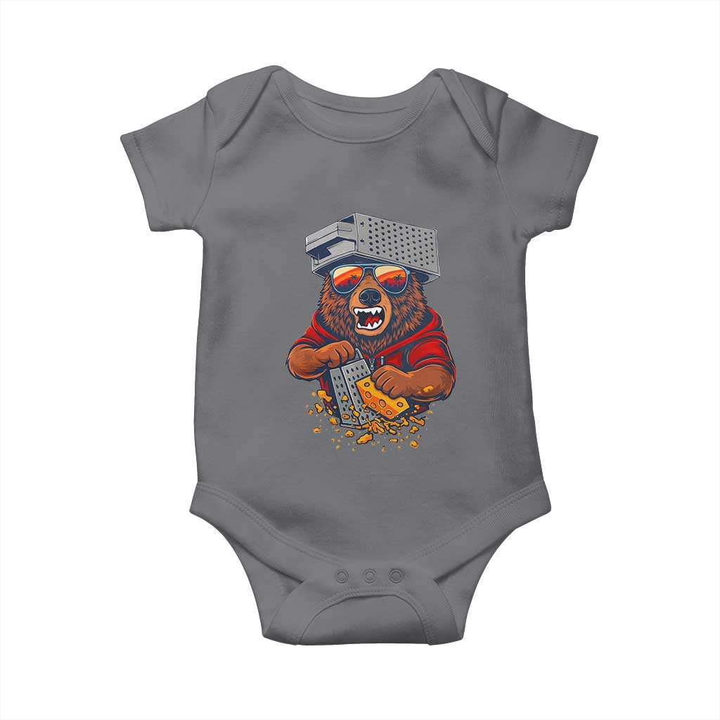 Angry Bear Grating Cheese Baby Onesie Grater Rage Crushing for Fierce Football Fans TS02 Charcoal Print Your Wear