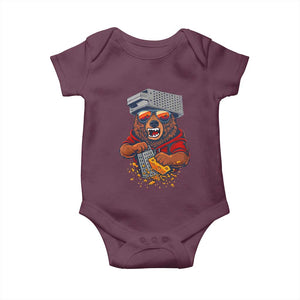 Angry Bear Grating Cheese Baby Onesie Grater Rage Crushing for Fierce Football Fans TS02 Maroon Print Your Wear
