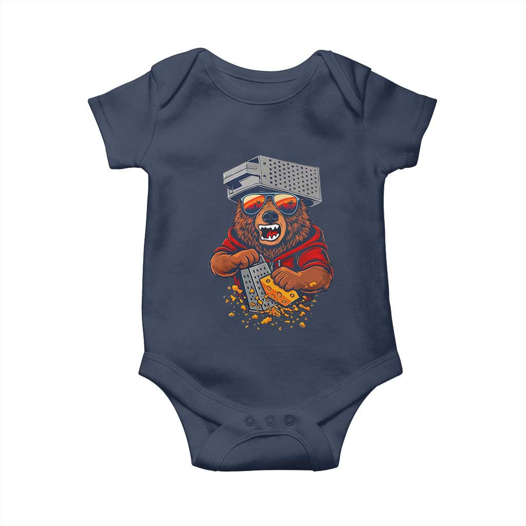Angry Bear Grating Cheese Baby Onesie Grater Rage Crushing for Fierce Football Fans TS02 Navy Print Your Wear
