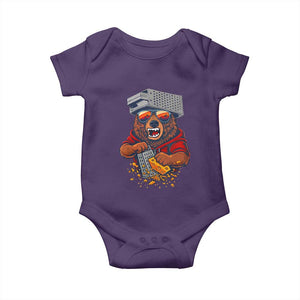 Angry Bear Grating Cheese Baby Onesie Grater Rage Crushing for Fierce Football Fans TS02 Purple Print Your Wear