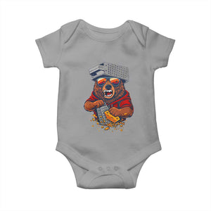 Angry Bear Grating Cheese Baby Onesie Grater Rage Crushing for Fierce Football Fans TS02 Sport Gray Print Your Wear