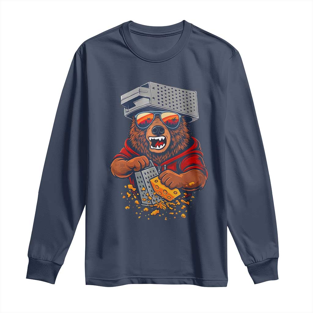 Angry Bear Grating Cheese Long Sleeve Shirt Grater Rage Crushing for Fierce Football Fans TS02 Navy Print Your Wear
