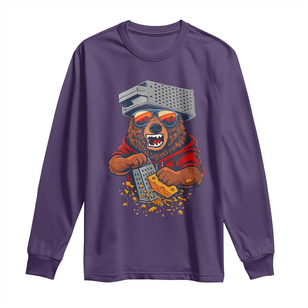 Angry Bear Grating Cheese Long Sleeve Shirt Grater Rage Crushing for Fierce Football Fans TS02 Purple Print Your Wear