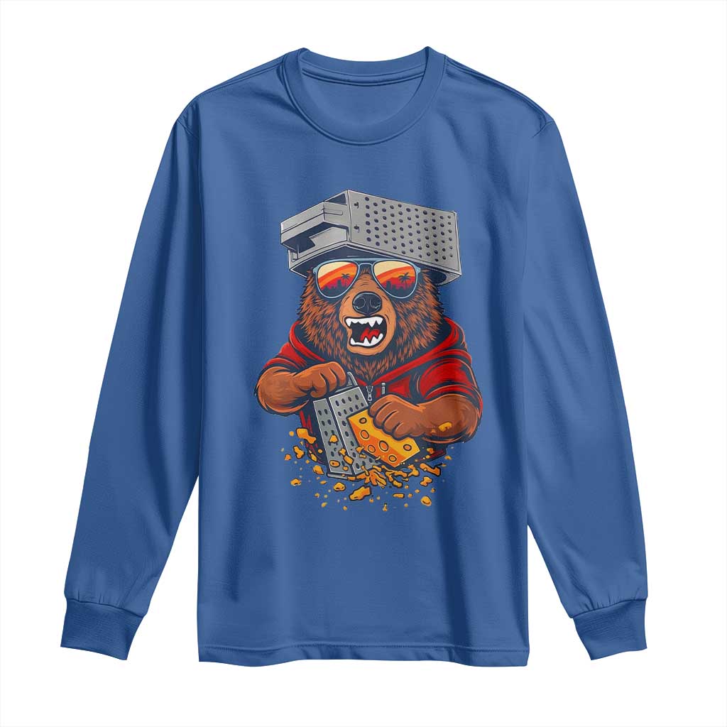 Angry Bear Grating Cheese Long Sleeve Shirt Grater Rage Crushing for Fierce Football Fans TS02 Royal Blue Print Your Wear
