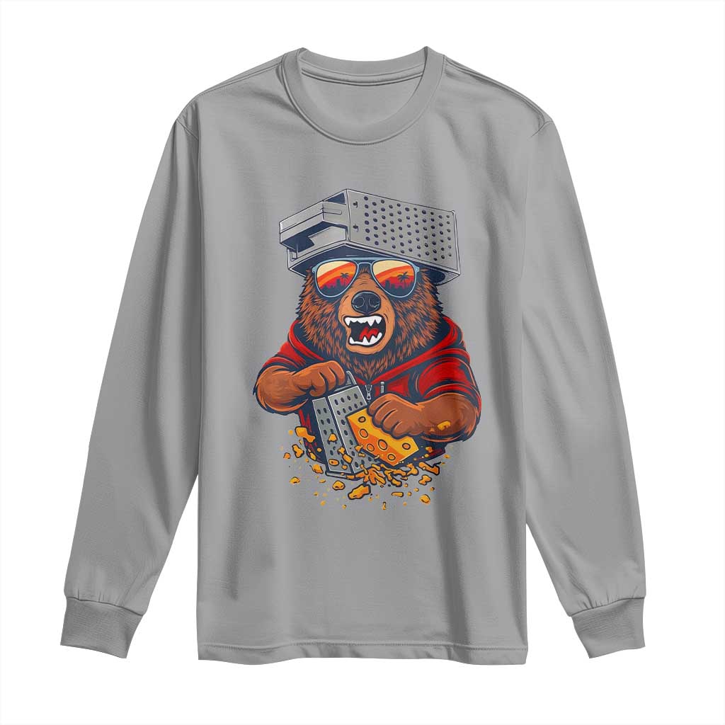 Angry Bear Grating Cheese Long Sleeve Shirt Grater Rage Crushing for Fierce Football Fans TS02 Sport Gray Print Your Wear