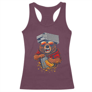 Angry Bear Grating Cheese Racerback Tank Top Grater Rage Crushing for Fierce Football Fans TS02 Maroon Print Your Wear