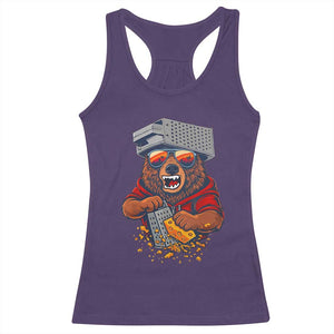 Angry Bear Grating Cheese Racerback Tank Top Grater Rage Crushing for Fierce Football Fans TS02 Purple Print Your Wear