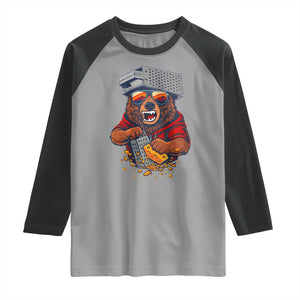 Angry Bear Grating Cheese Raglan Shirt Grater Rage Crushing for Fierce Football Fans TS02 Sport Gray Black Print Your Wear