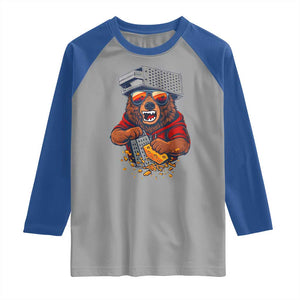 Angry Bear Grating Cheese Raglan Shirt Grater Rage Crushing for Fierce Football Fans TS02 Sport Gray Royal Print Your Wear