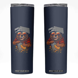 Angry Bear Grating Cheese Skinny Tumbler Grater Rage Crushing for Fierce Football Fans TS02 Navy Print Your Wear