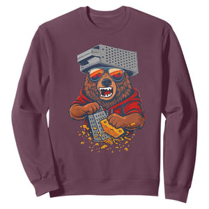 Angry Bear Grating Cheese Sweatshirt Grater Rage Crushing for Fierce Football Fans TS02 Maroon Print Your Wear