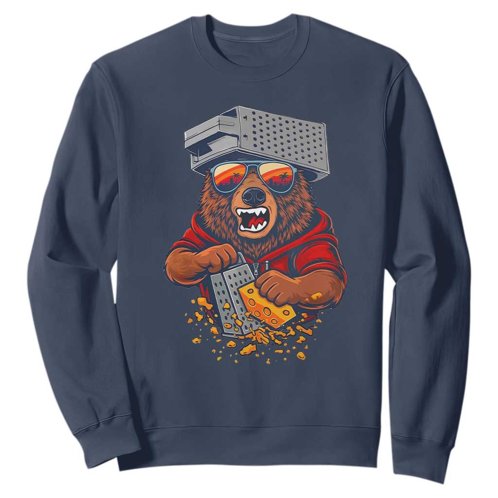 Angry Bear Grating Cheese Sweatshirt Grater Rage Crushing for Fierce Football Fans TS02 Navy Print Your Wear