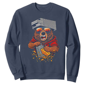 Angry Bear Grating Cheese Sweatshirt Grater Rage Crushing for Fierce Football Fans TS02 Navy Print Your Wear