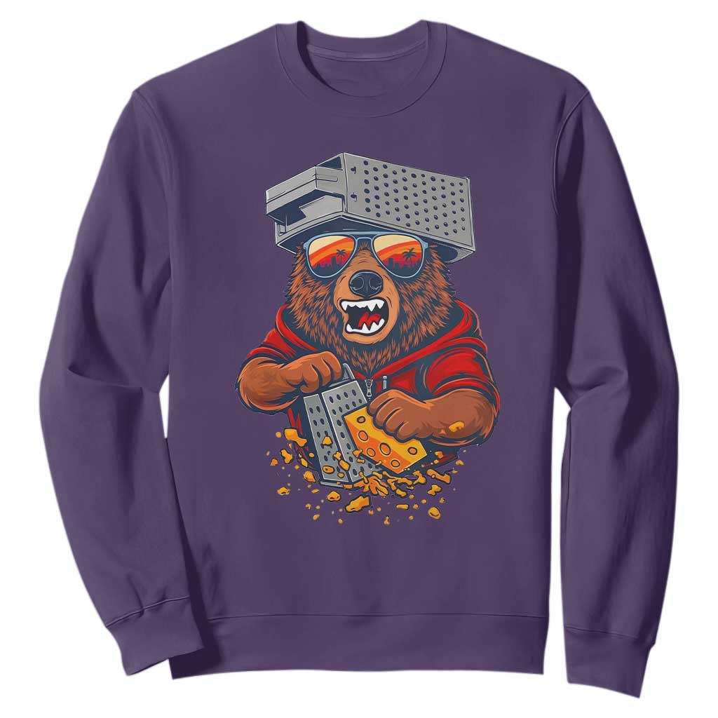 Angry Bear Grating Cheese Sweatshirt Grater Rage Crushing for Fierce Football Fans TS02 Purple Print Your Wear