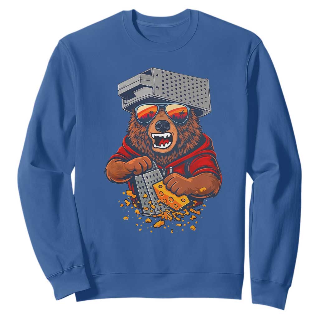 Angry Bear Grating Cheese Sweatshirt Grater Rage Crushing for Fierce Football Fans TS02 Royal Blue Print Your Wear