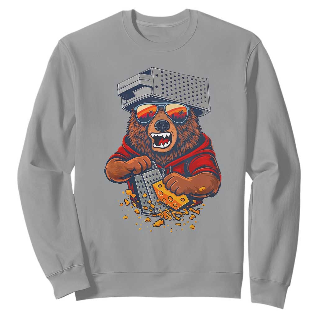 Angry Bear Grating Cheese Sweatshirt Grater Rage Crushing for Fierce Football Fans TS02 Sport Gray Print Your Wear