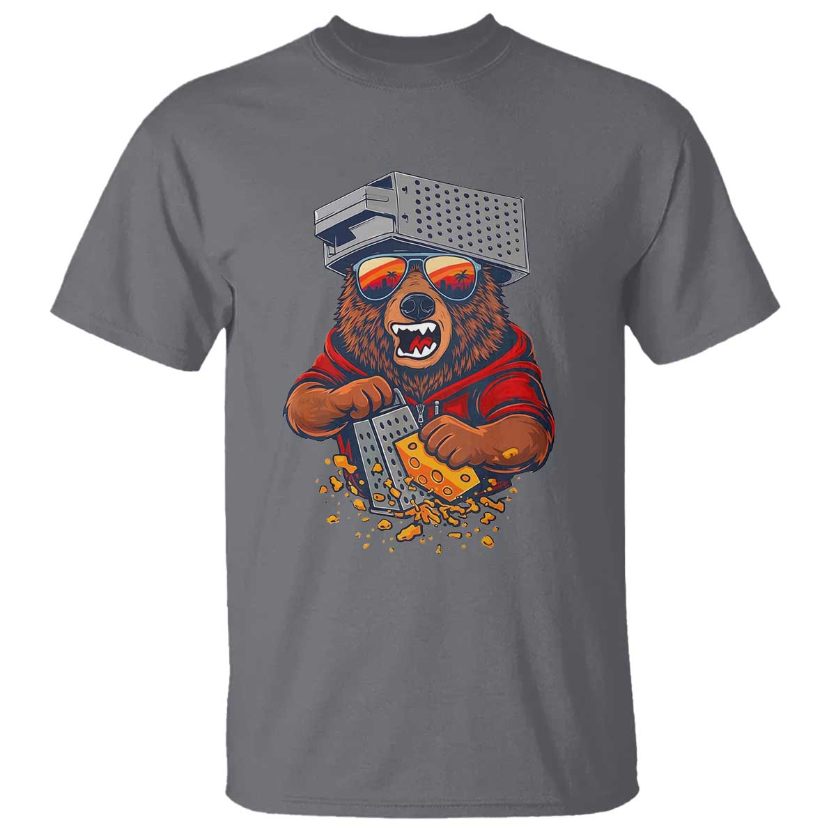 Angry Bear Grating Cheese T Shirt Grater Rage Crushing for Fierce Football Fans TS02 Charcoal Print Your Wear