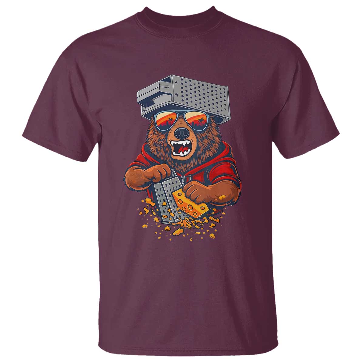 Angry Bear Grating Cheese T Shirt Grater Rage Crushing for Fierce Football Fans TS02 Maroon Print Your Wear