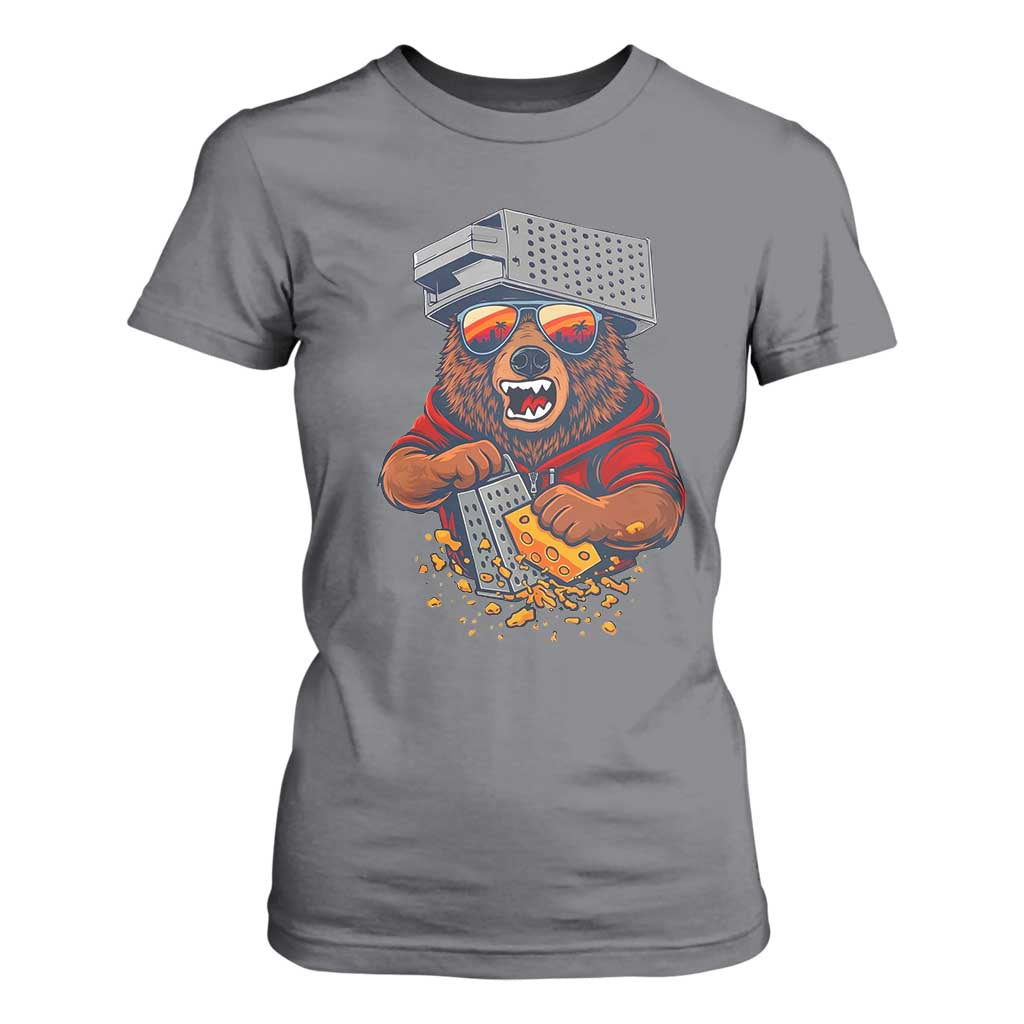 Angry Bear Grating Cheese T Shirt For Women Grater Rage Crushing for Fierce Football Fans TS02 Charcoal Print Your Wear
