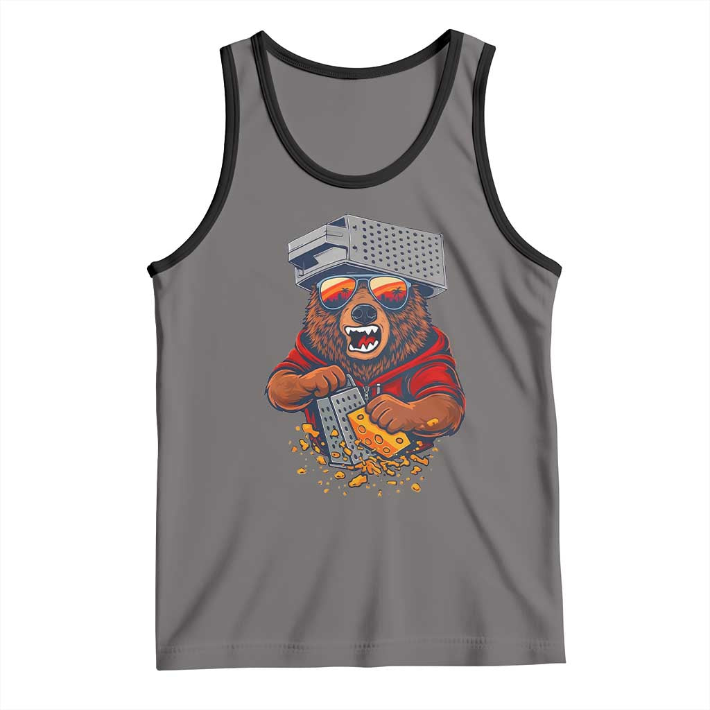 Angry Bear Grating Cheese Tank Top Grater Rage Crushing for Fierce Football Fans TS02 Deep Heather Black Print Your Wear