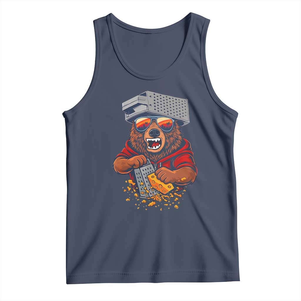 Angry Bear Grating Cheese Tank Top Grater Rage Crushing for Fierce Football Fans TS02 Navy Print Your Wear