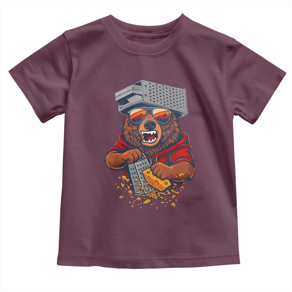 Angry Bear Grating Cheese Toddler T Shirt Grater Rage Crushing for Fierce Football Fans TS02 Maroon Print Your Wear