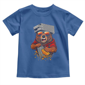 Angry Bear Grating Cheese Toddler T Shirt Grater Rage Crushing for Fierce Football Fans TS02 Royal Blue Print Your Wear