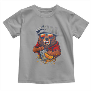 Angry Bear Grating Cheese Toddler T Shirt Grater Rage Crushing for Fierce Football Fans TS02 Sport Gray Print Your Wear