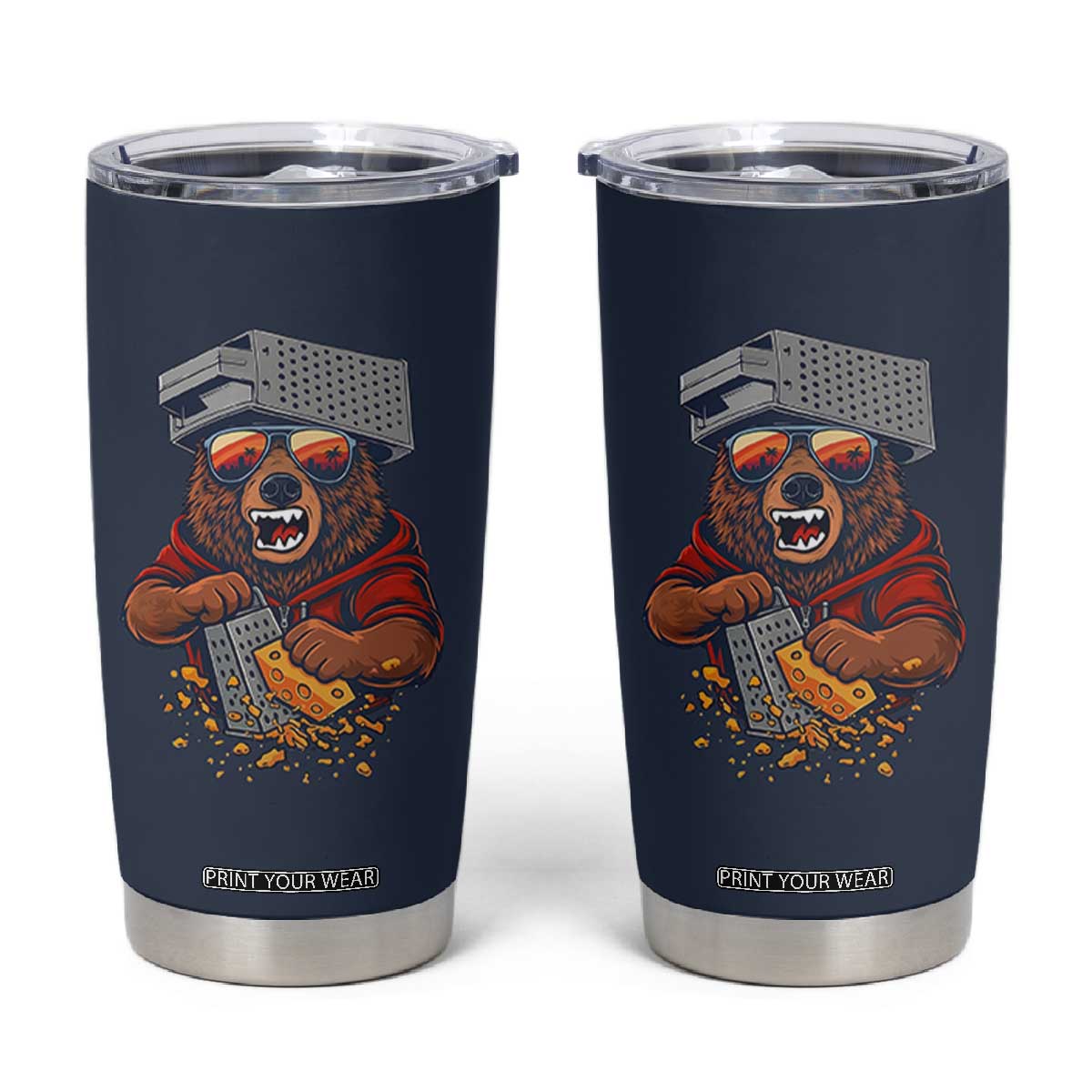 Angry Bear Grating Cheese Tumbler Cup Grater Rage Crushing for Fierce Football Fans TS02 Navy Print Your Wear