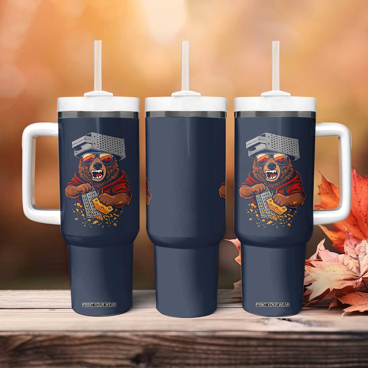 Angry Bear Grating Cheese Tumbler With Handle Grater Rage Crushing for Fierce Football Fans TS02 Print Your Wear
