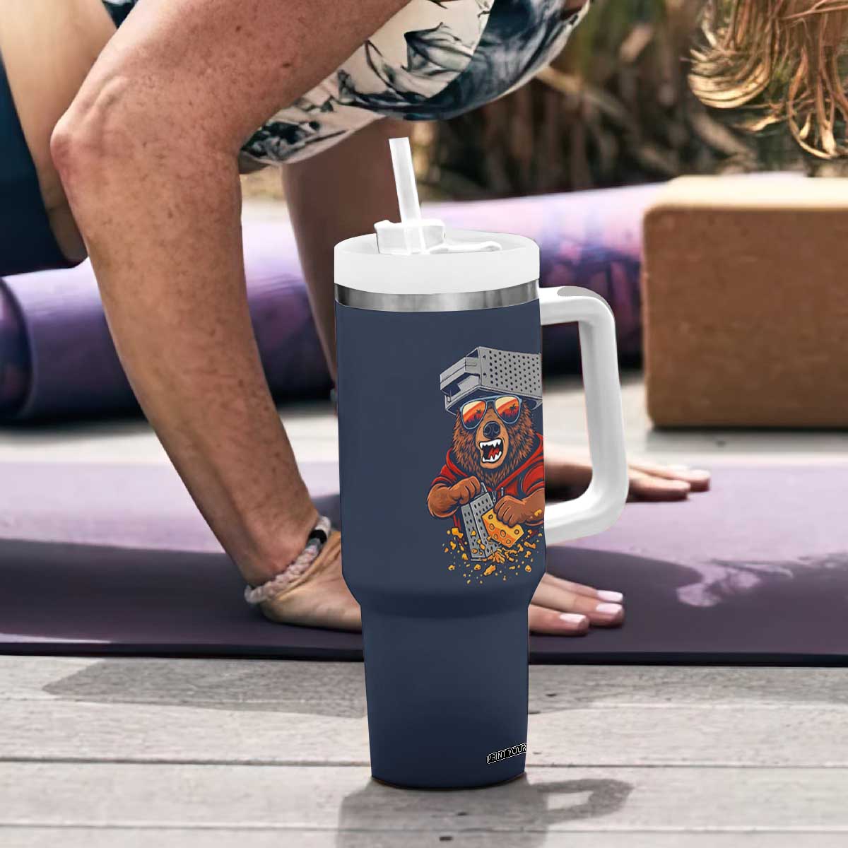 Angry Bear Grating Cheese Tumbler With Handle Grater Rage Crushing for Fierce Football Fans TS02 Print Your Wear
