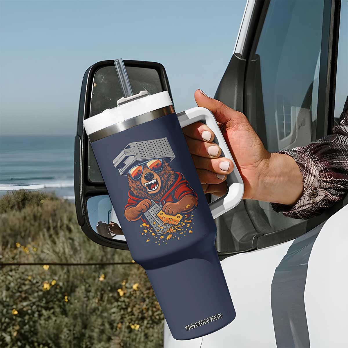 Angry Bear Grating Cheese Tumbler With Handle Grater Rage Crushing for Fierce Football Fans TS02 Print Your Wear