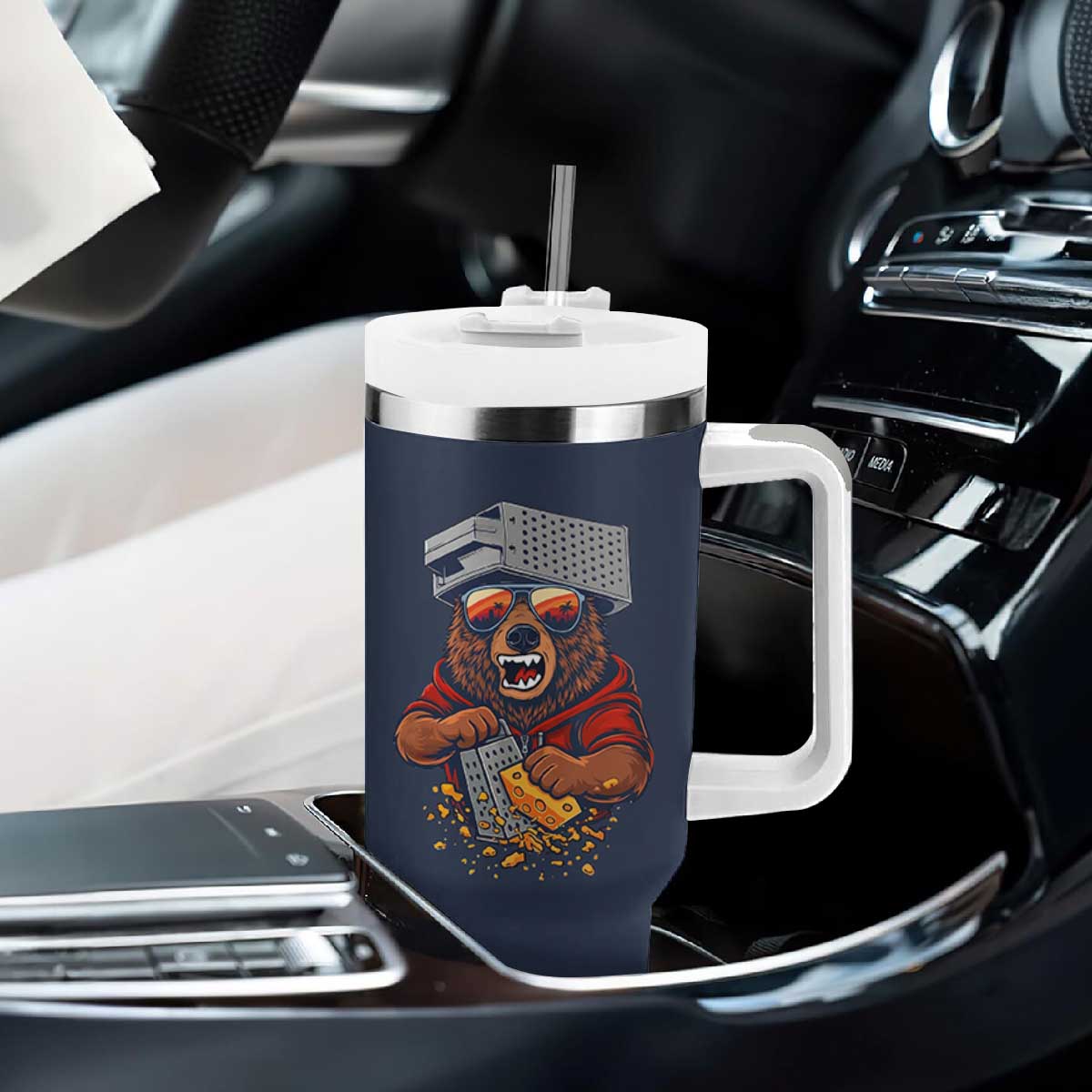 Angry Bear Grating Cheese Tumbler With Handle Grater Rage Crushing for Fierce Football Fans TS02 Print Your Wear