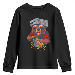 Angry Bear Grating Cheese Youth Sweatshirt Grater Rage Crushing for Fierce Football Fans TS02 Black Print Your Wear