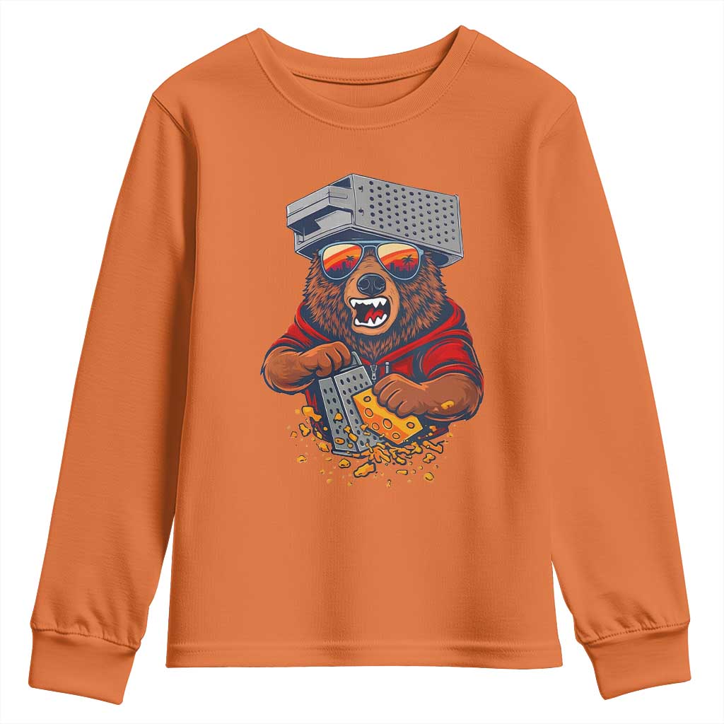 Angry Bear Grating Cheese Youth Sweatshirt Grater Rage Crushing for Fierce Football Fans TS02 Orange Print Your Wear