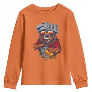 Angry Bear Grating Cheese Youth Sweatshirt Grater Rage Crushing for Fierce Football Fans TS02 Orange Print Your Wear