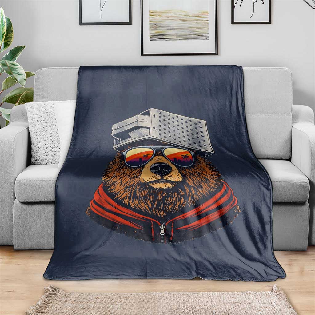 Cheese Grater Bear in Beast Mode Throw Blanket Funny Rivalry Art for Hardcore Football Fans TS02 Print Your Wear