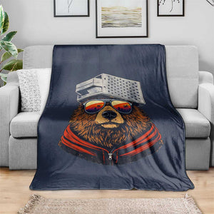 Cheese Grater Bear in Beast Mode Throw Blanket Funny Rivalry Art for Hardcore Football Fans TS02 Print Your Wear