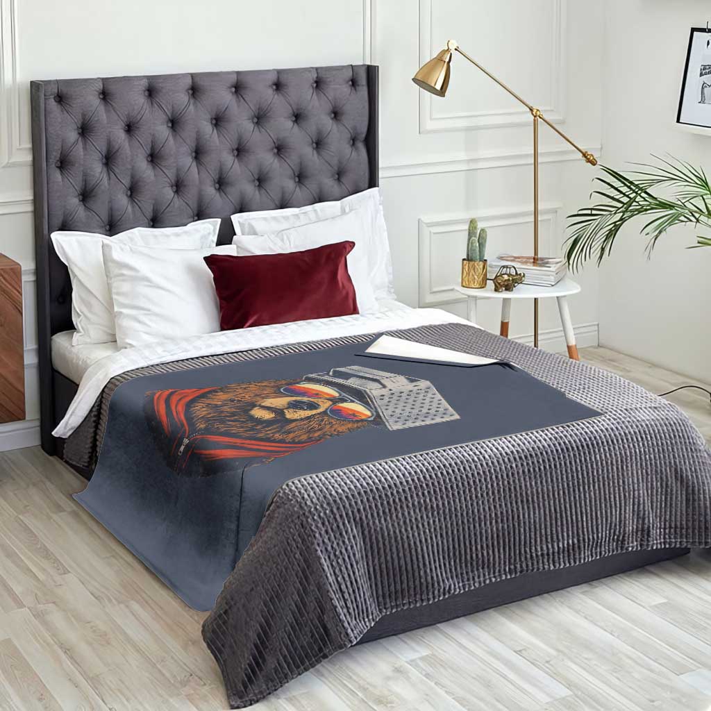 Cheese Grater Bear in Beast Mode Throw Blanket Funny Rivalry Art for Hardcore Football Fans TS02 Print Your Wear