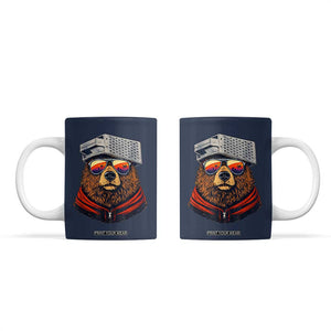 Cheese Grater Bear in Beast Mode Coffee Mug Funny Rivalry Art for Hardcore Football Fans TS02 Navy Print Your Wear