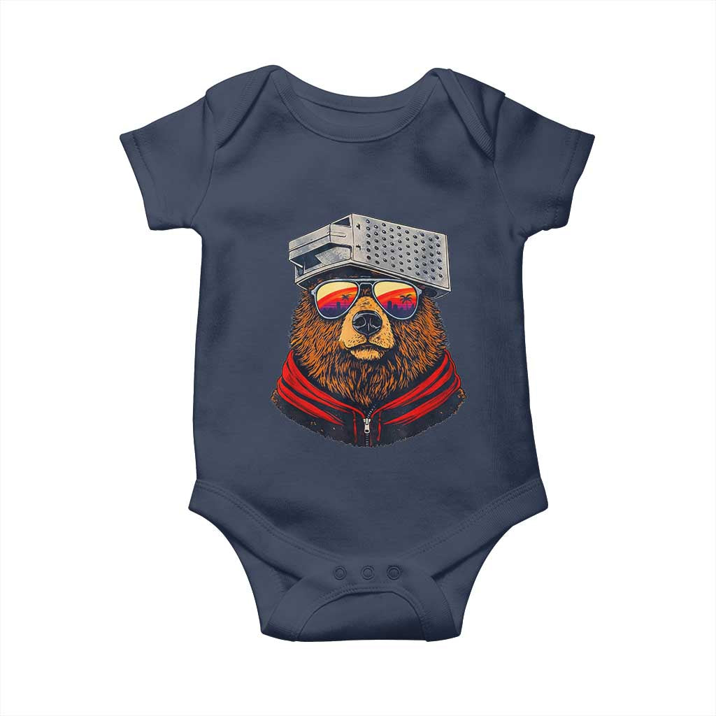 Cheese Grater Bear in Beast Mode Baby Onesie Funny Rivalry Art for Hardcore Football Fans TS02 Navy Print Your Wear