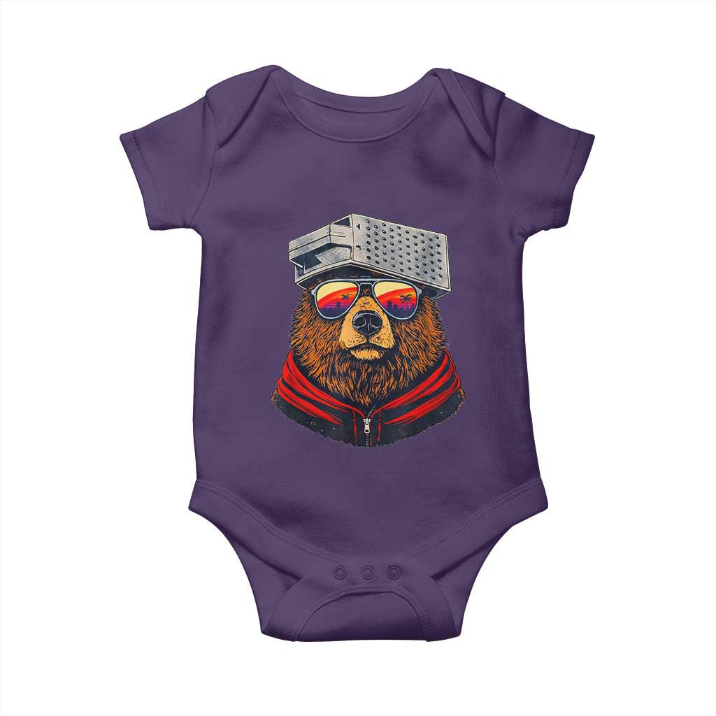 Cheese Grater Bear in Beast Mode Baby Onesie Funny Rivalry Art for Hardcore Football Fans TS02 Purple Print Your Wear